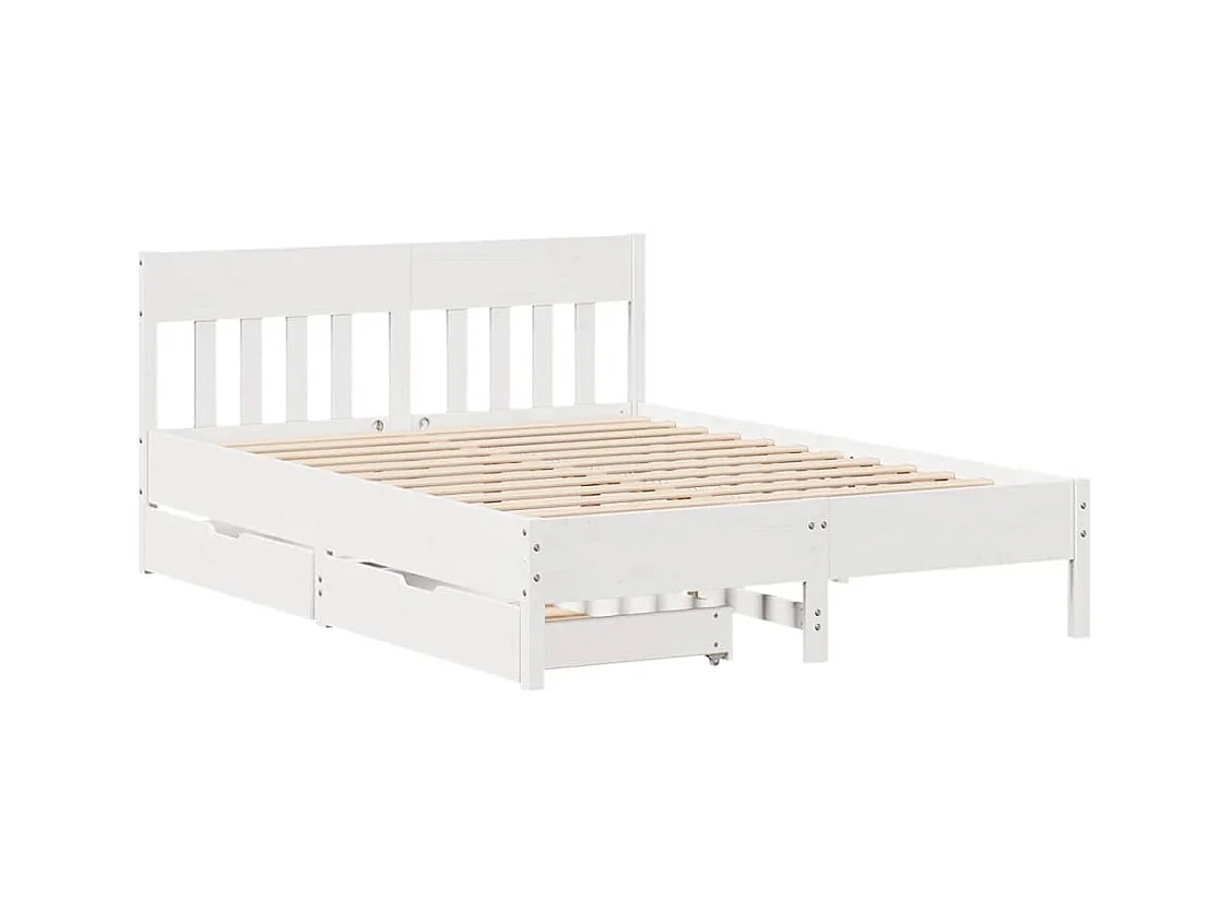 Estructura de cama sin colchón blanca 150x200 cm madera maciza de pino