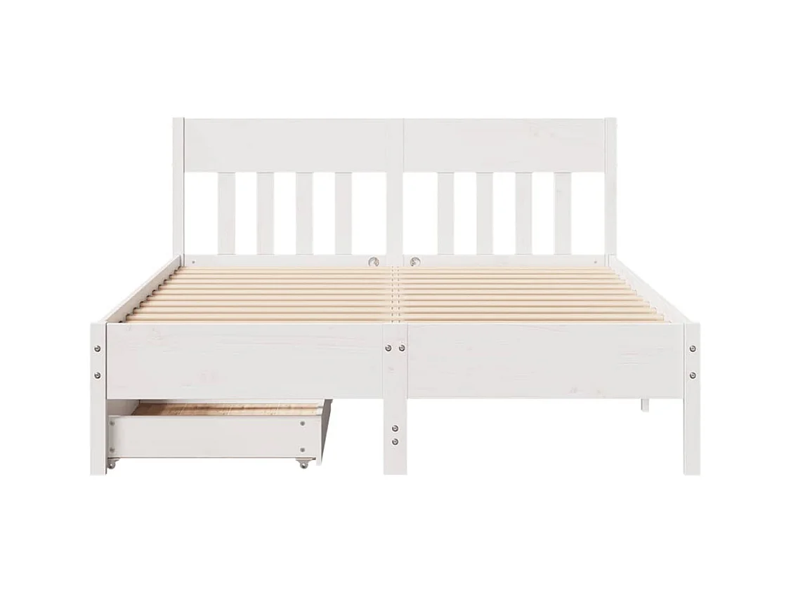 Estructura de cama sin colchón blanca 150x200 cm madera maciza de pino