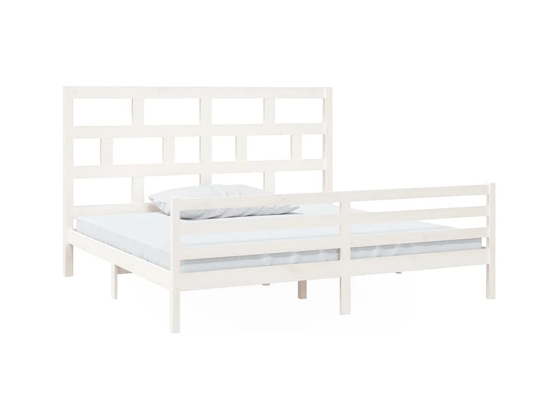Struttura letto senza materasso in legno massello bianco 200x200 cm