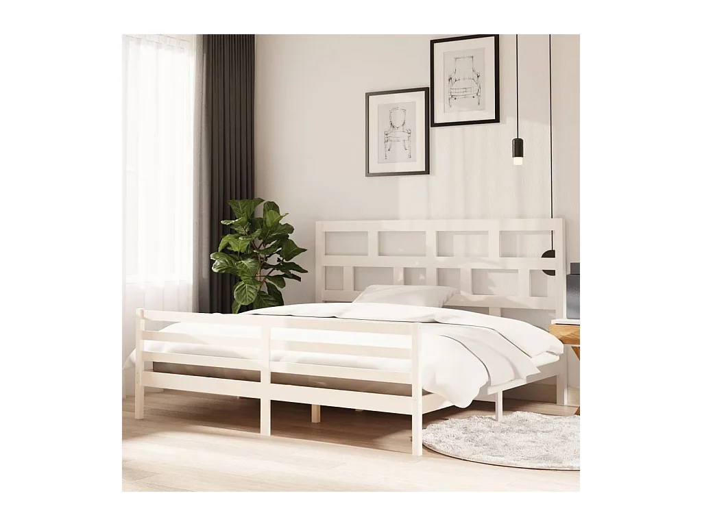 Bedframe zonder matras wit massief hout 200x200 cm