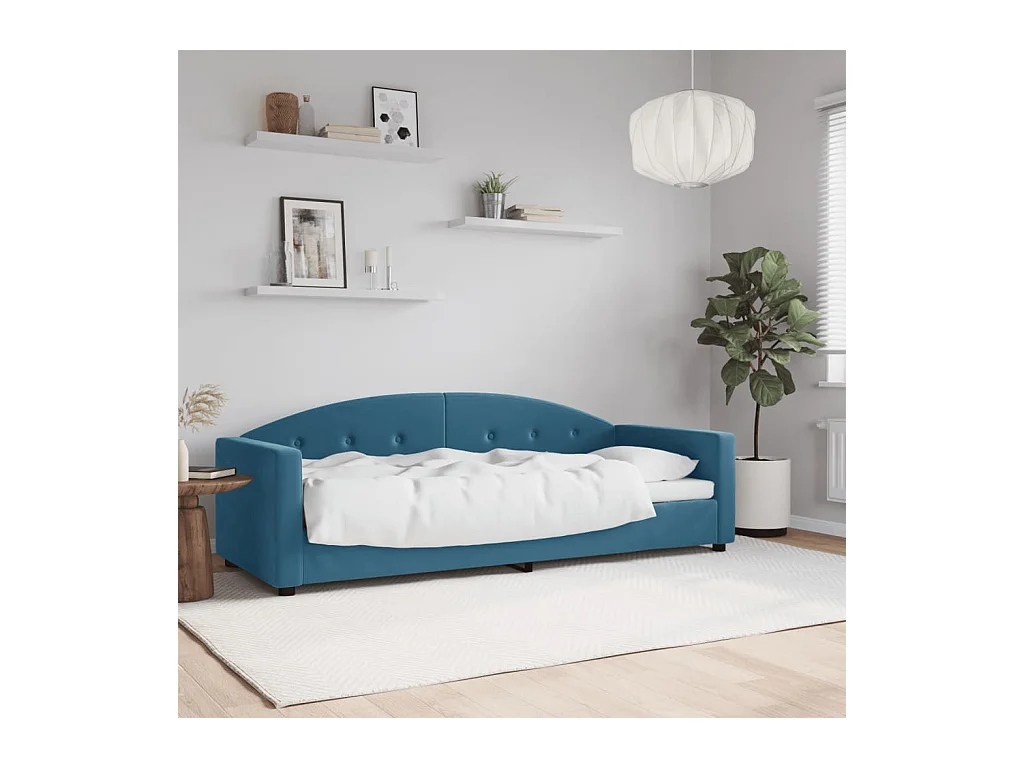 Lit de repos sans matelas bleu 80x200 cm velours