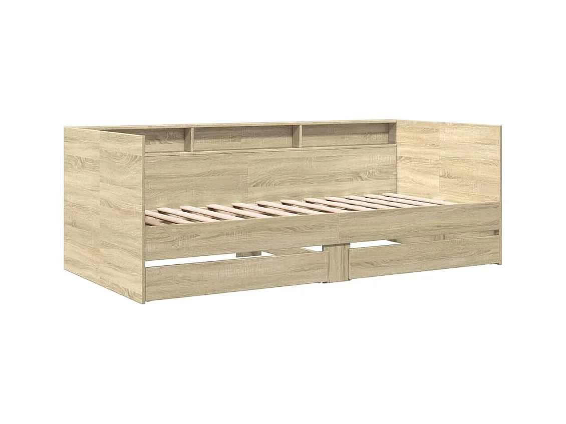 Divano letto con cassetti senza materasso rovere sonoma 90x200 cm