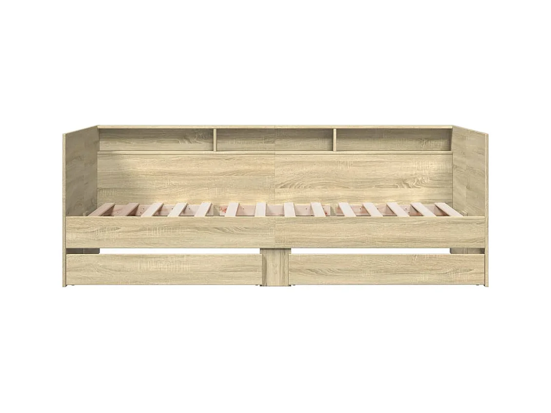 Divano letto con cassetti senza materasso rovere sonoma 90x200 cm