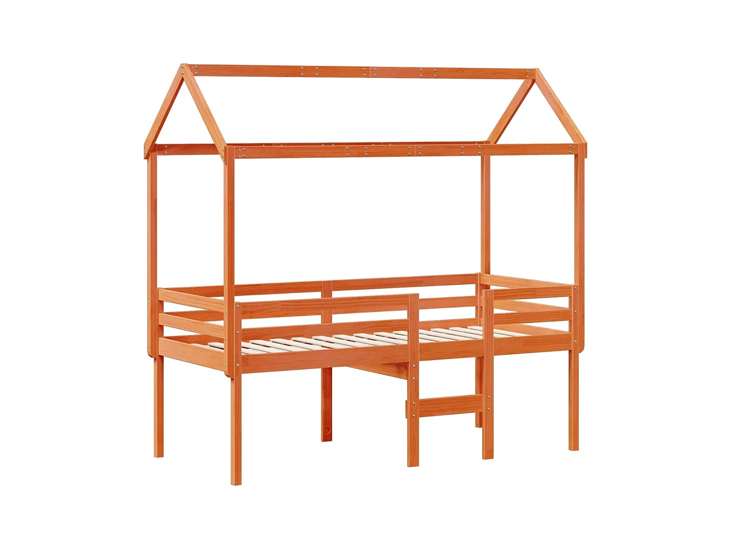 Cama alta sin colchón marrón cera 80x200 cm madera maciza de pino