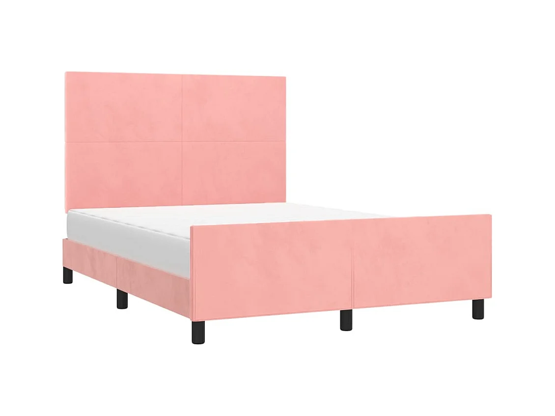Cadre de lit sans matelas rose 140x200 cm velours