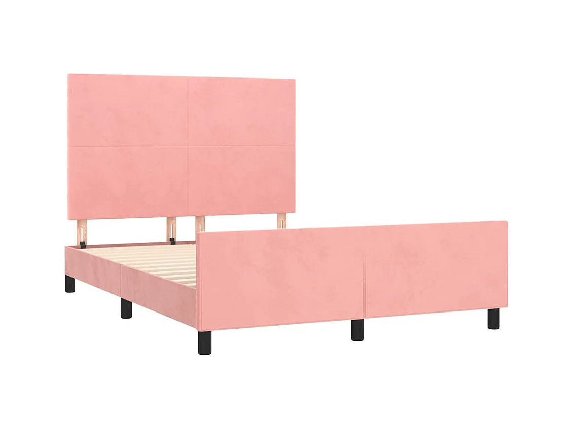 Cadre de lit sans matelas rose 140x200 cm velours