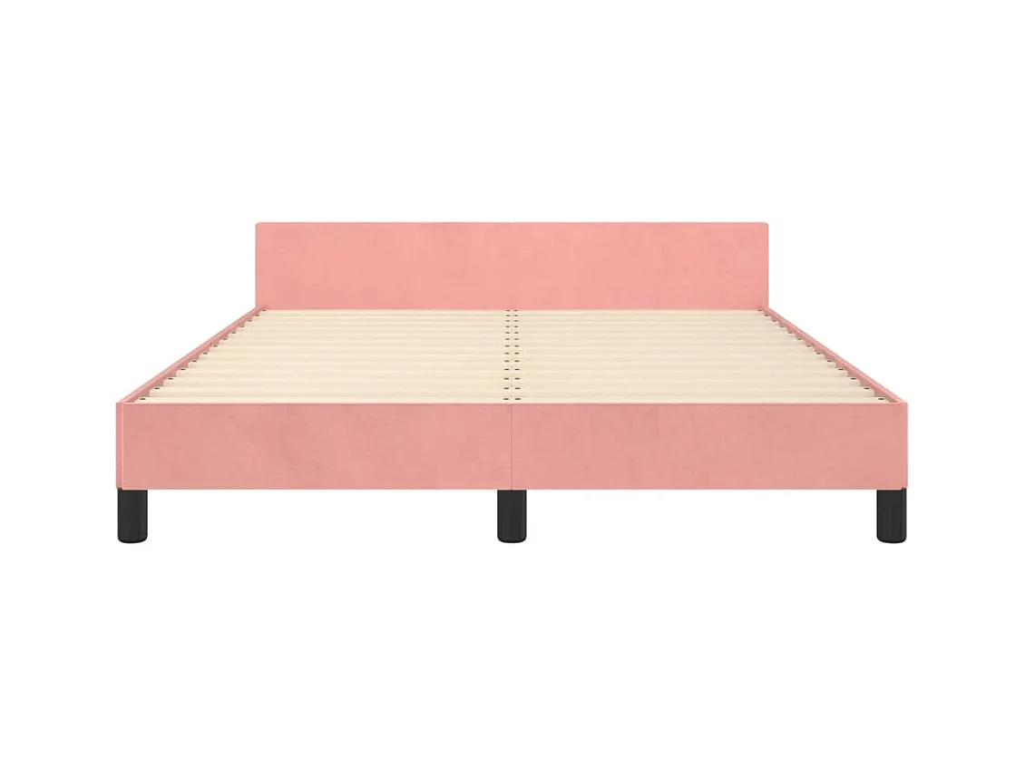 Cadre de lit sans matelas rose 140x200 cm velours
