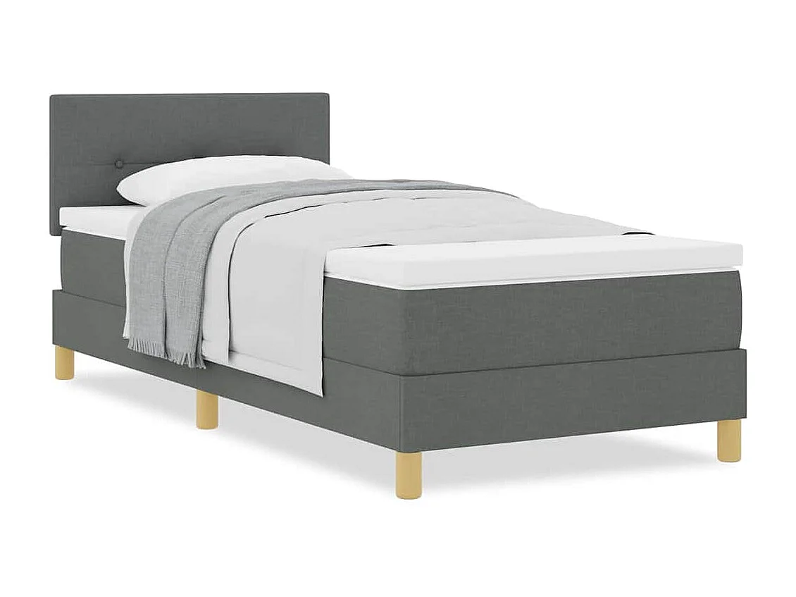 Letto a molle con materasso Tessuto grigio scuro 90 x 190 cm