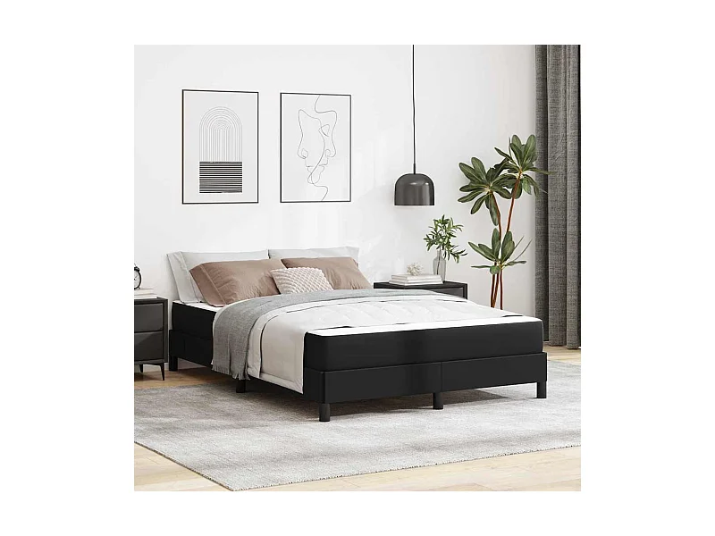 Lit avec matelas Noir 140 x 190 cm Faux cuir