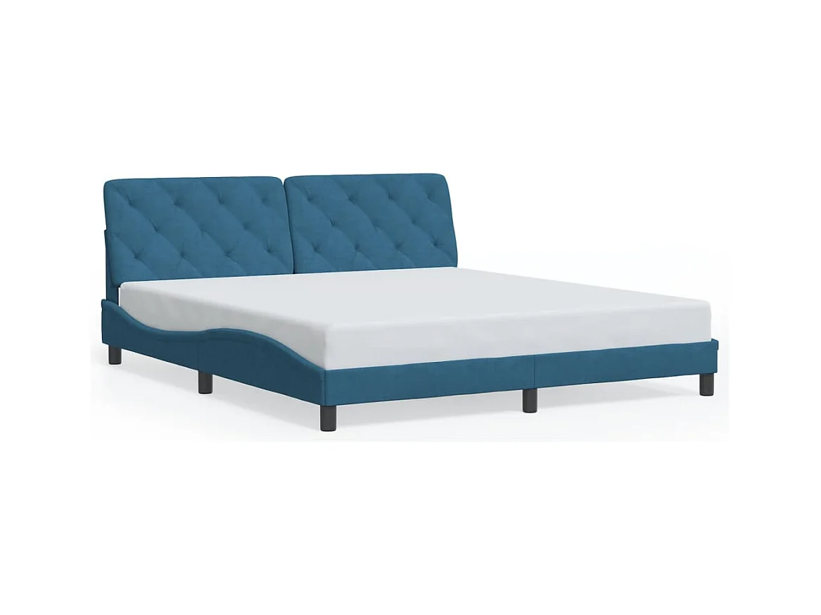 Struttura letto senza materasso blu 180x200 cm velluto