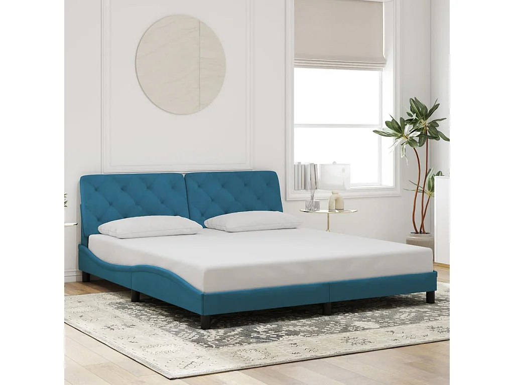 Bedframe zonder matras blauw 180x200 cm fluweel