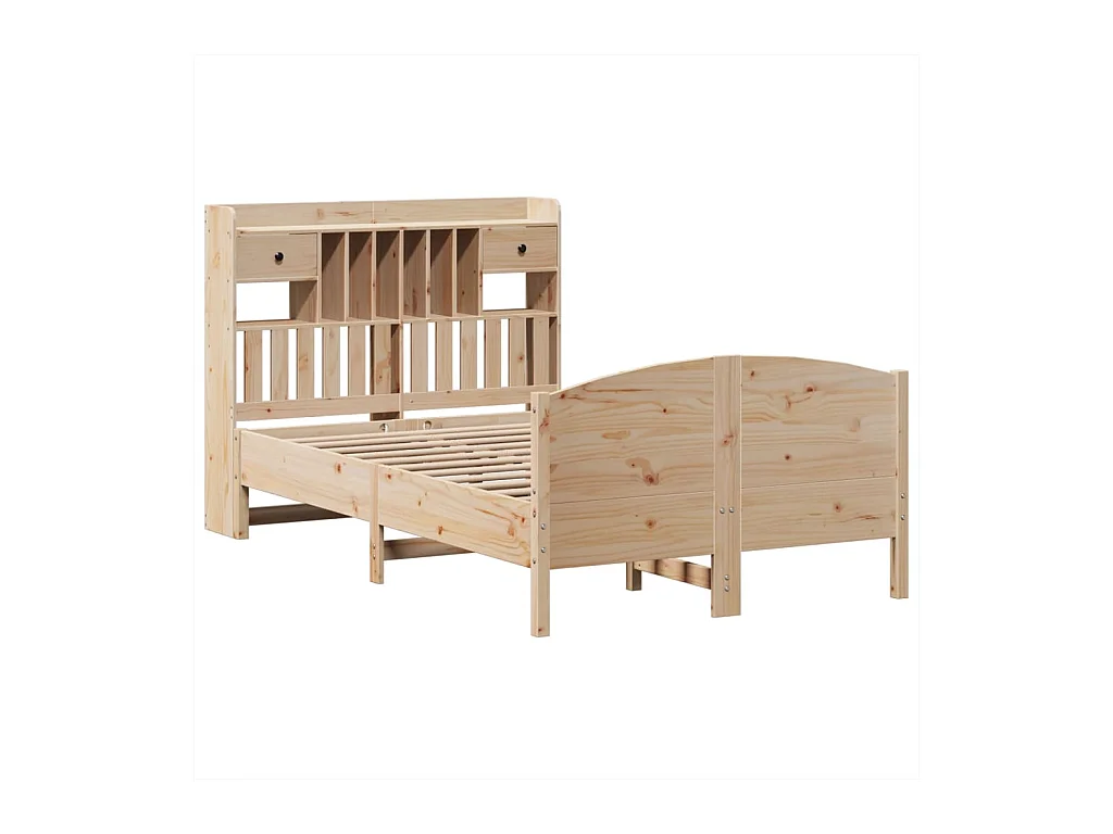 Letto libreria senza materasso 135x190 cm in legno massello di pino