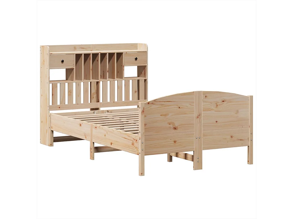 Lit bibliothèque sans matelas 135x190 cm bois de pin massif