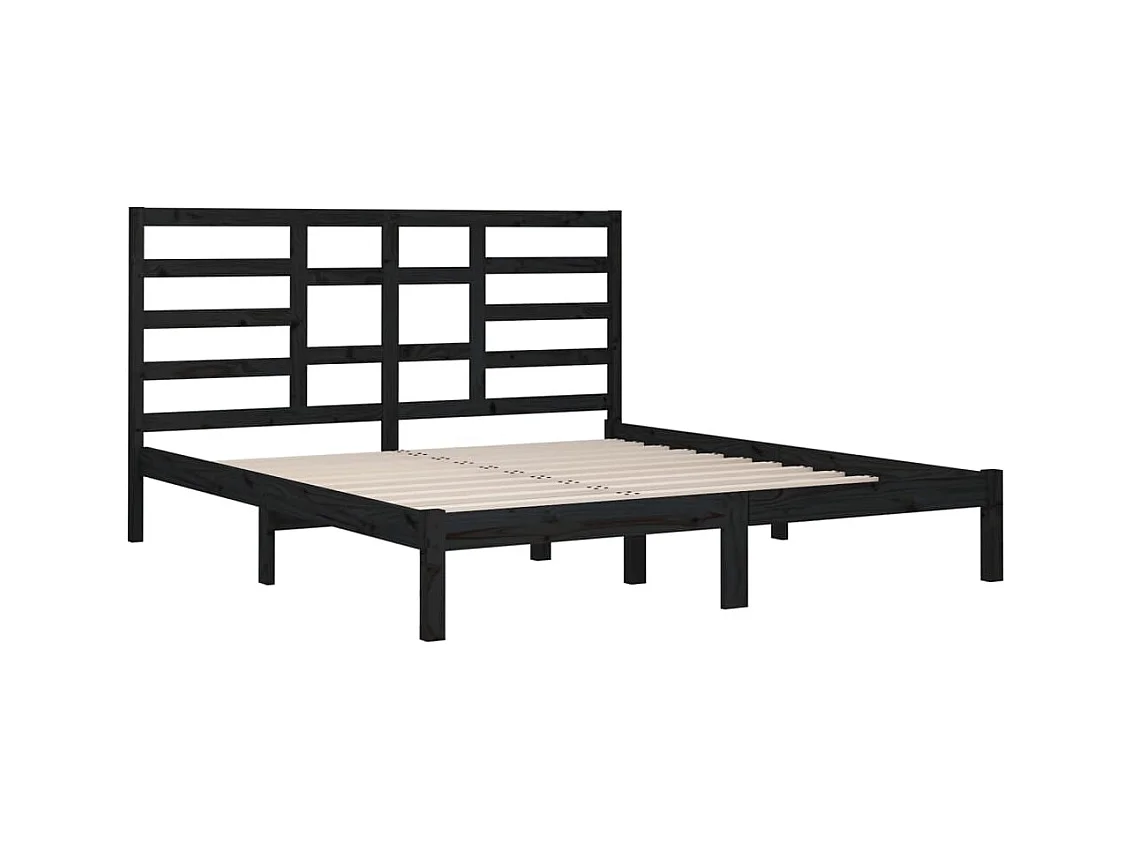 Bettgestell ohne Matratze schwarz Massivholz 200x200 cm