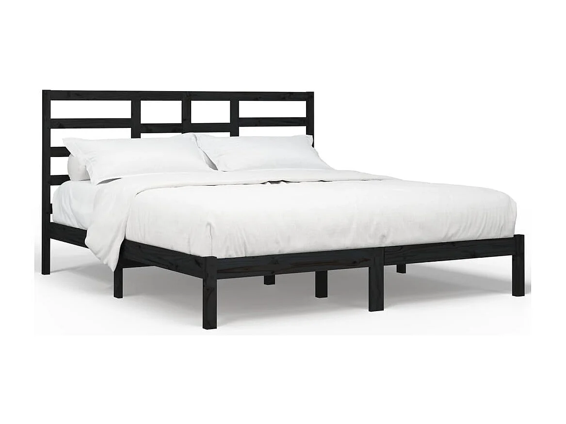 Cadre de lit sans matelas noir bois massif 200x200 cm