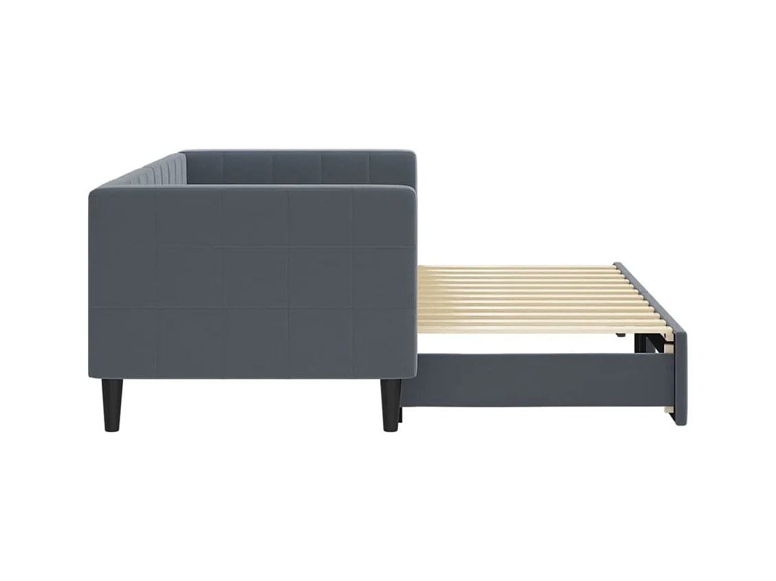Lit de jour avec gigogne sans matelas gris foncé 80x200 cm