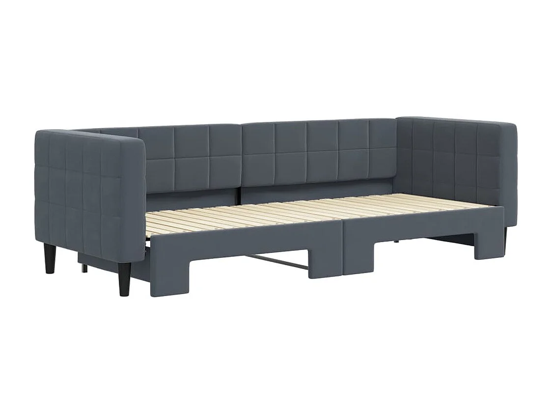 Lit de jour avec gigogne sans matelas gris foncé 80x200 cm