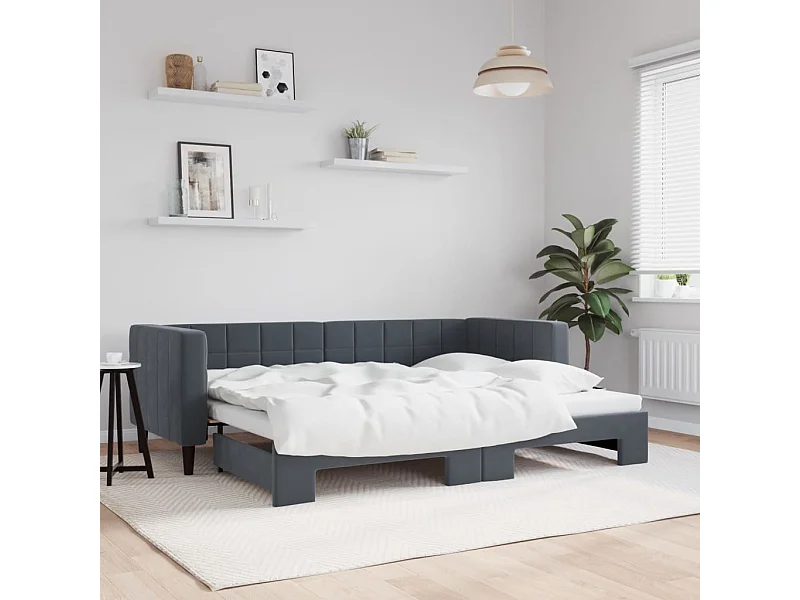 Divano letto con letto estraibile senza materasso grigio scuro 80x200 cm