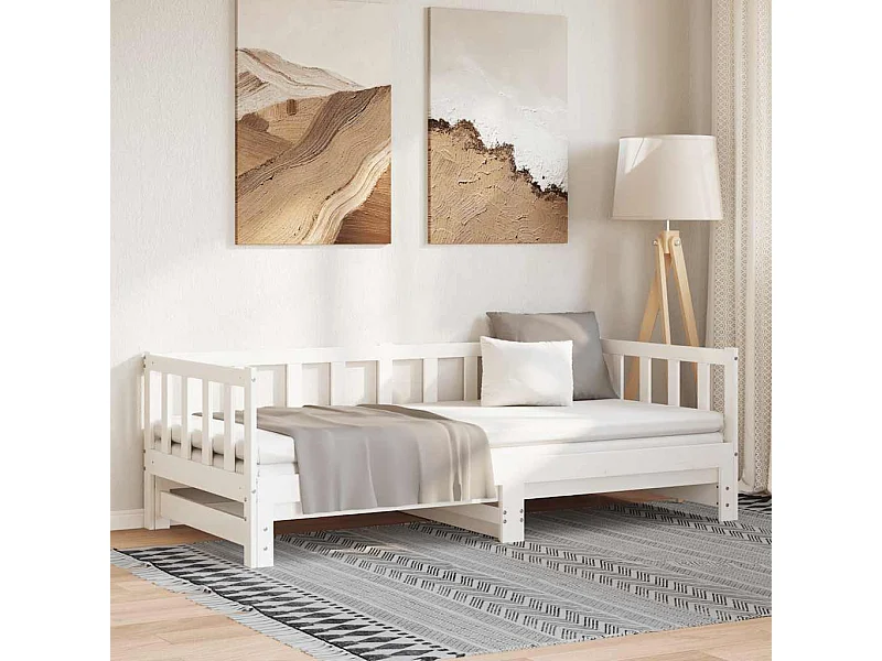 Dagbed en uitschuifbed zonder matras 90x200 cm massief hout