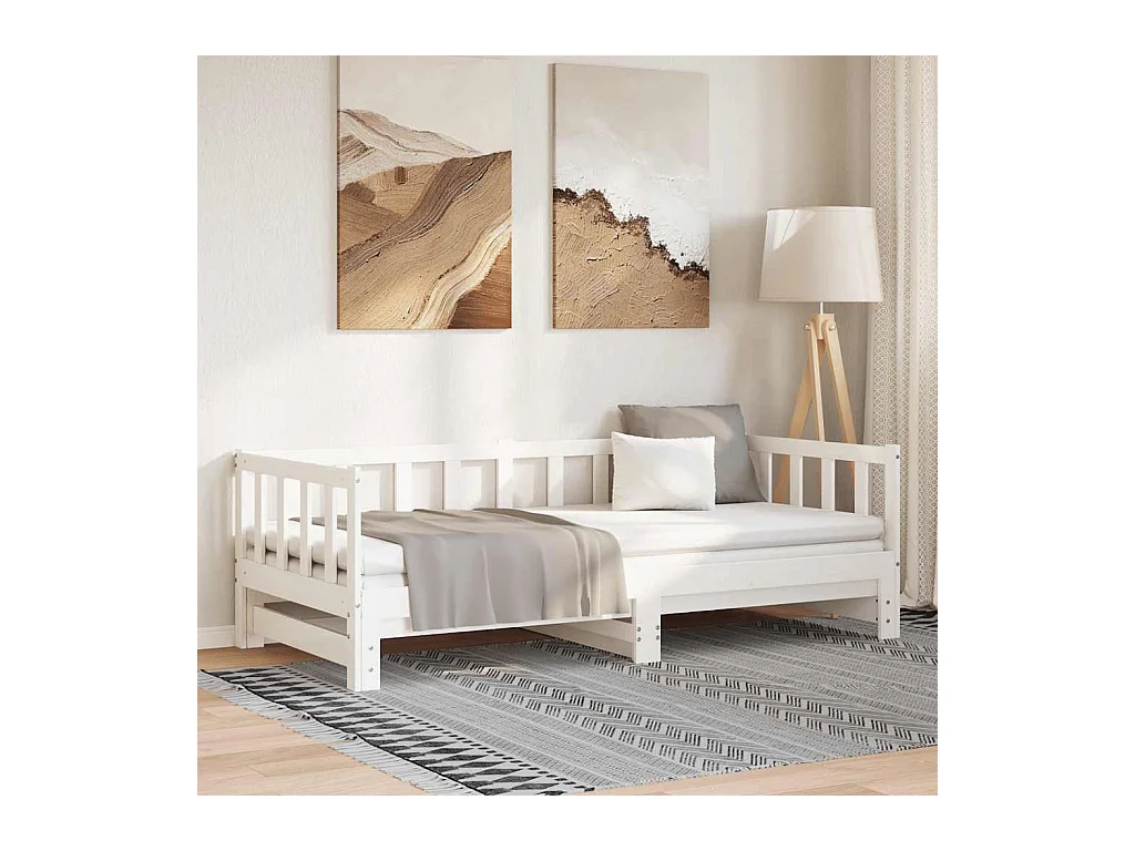 Dagbed en uitschuifbed zonder matras 90x200 cm massief hout