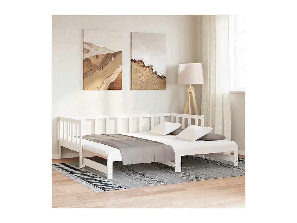 Dagbed en uitschuifbed zonder matras 90x200 cm massief hout