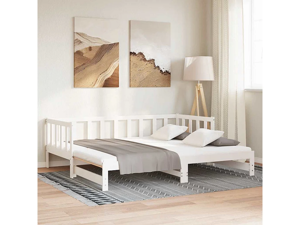 Lit de jour et lit gigogne sans matelas 90x200 cm bois massif