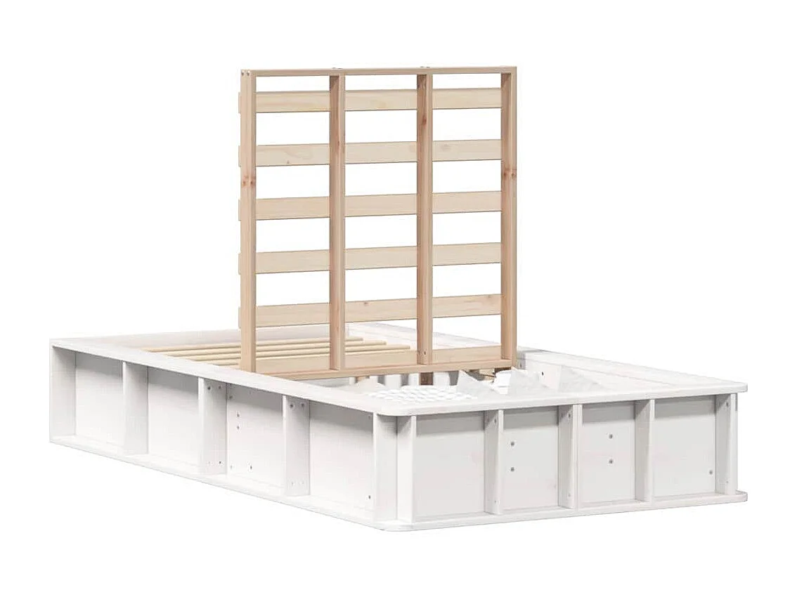 Struttura letto con contenitore Bianco 210 x 118 x 30 cm Pino massello