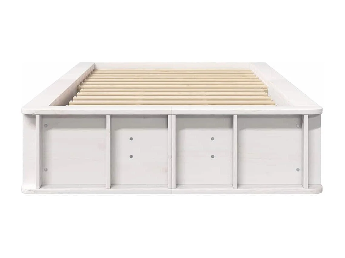 Struttura letto con contenitore Bianco 210 x 118 x 30 cm Pino massello