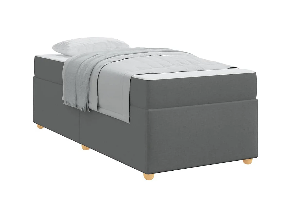 Cadre de lit avec matelas Gris foncé 90 x 190 cm tissu