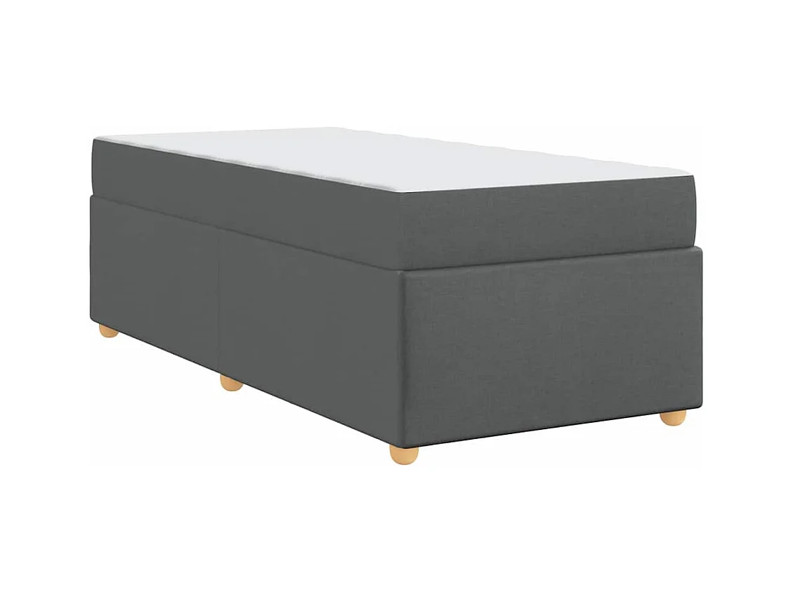 Cadre de lit avec matelas Gris foncé 90 x 190 cm tissu