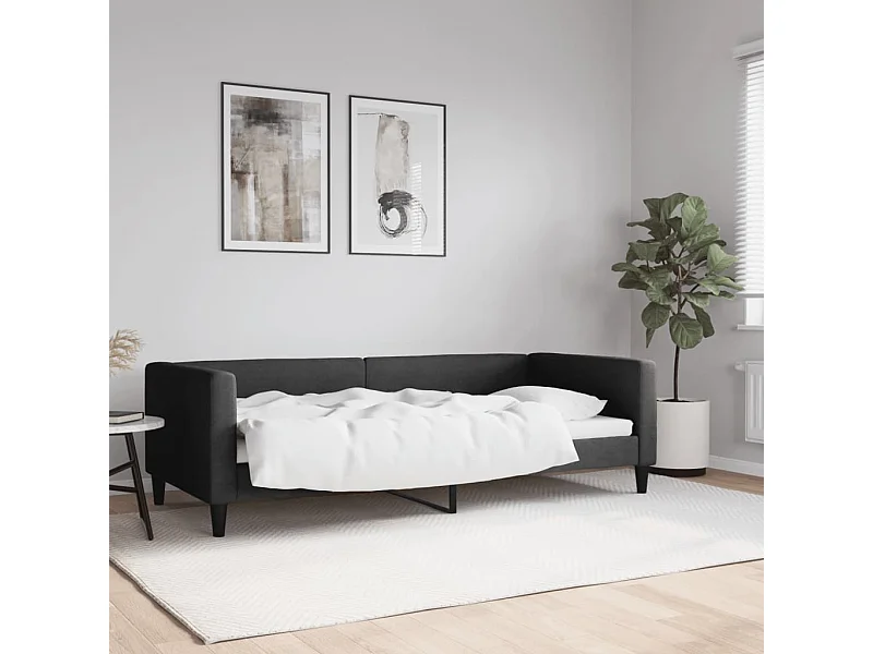 Lit de repos sans matelas noir 90x200 cm tissu