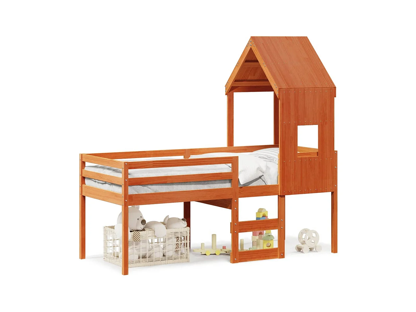 Hoogslaper zonder matras bruin gewaxt 80x200 cm massief grenenhout