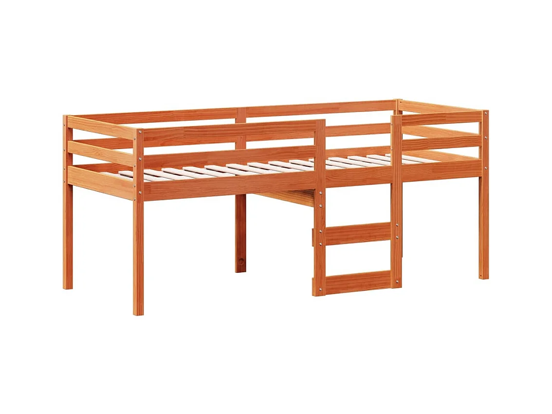 Hoogslaper zonder matras bruin gewaxt 80x200 cm massief grenenhout