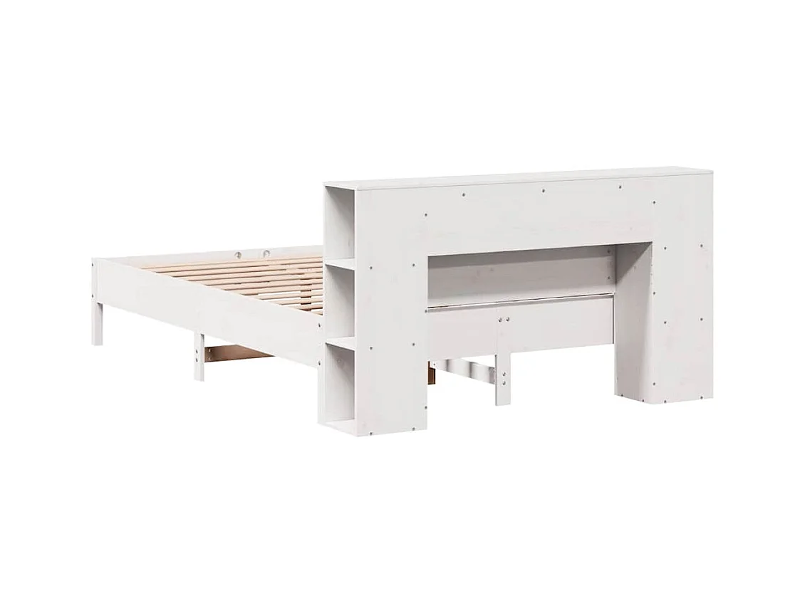 Bibliotheekbed zonder matras wit 140x190 cm massief grenenhout