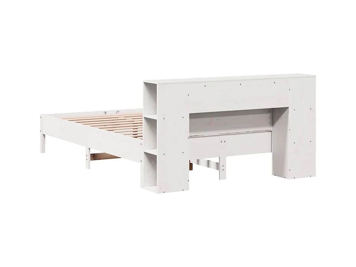 Cama biblioteca sin colchón blanca 140x190 cm madera maciza de pino