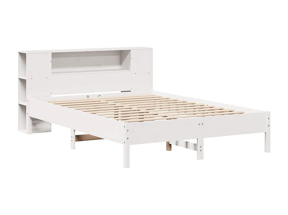 Cama biblioteca sin colchón blanca 140x190 cm madera maciza de pino