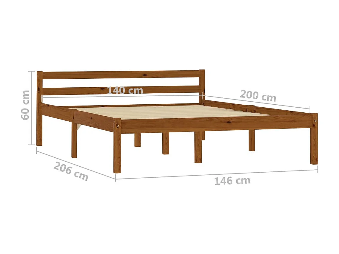 Bettgestell ohne Matratze honigbraun Kiefer massiv 140x200 cm