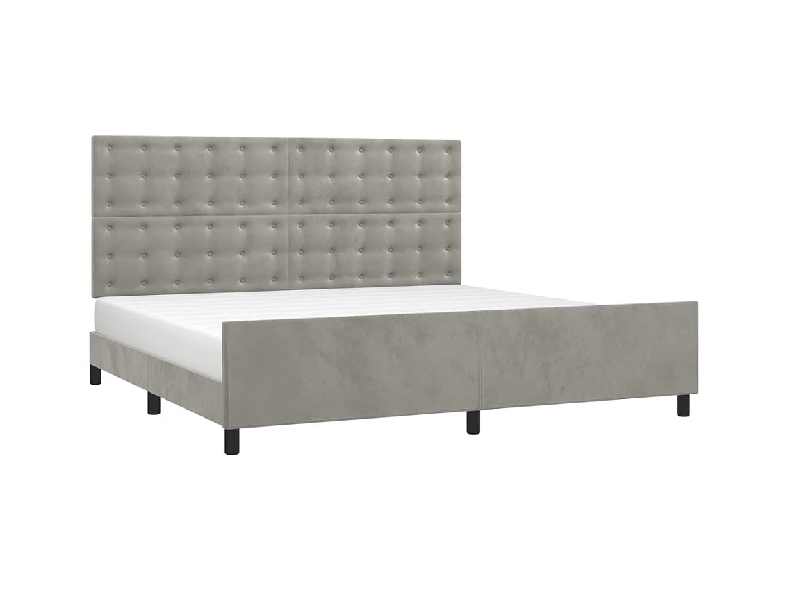 Cadre de lit sans matelas gris clair 200x200 cm velours