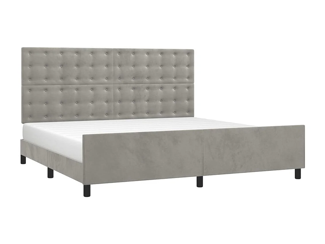 Struttura letto senza materasso grigio chiaro 200x200 cm velluto