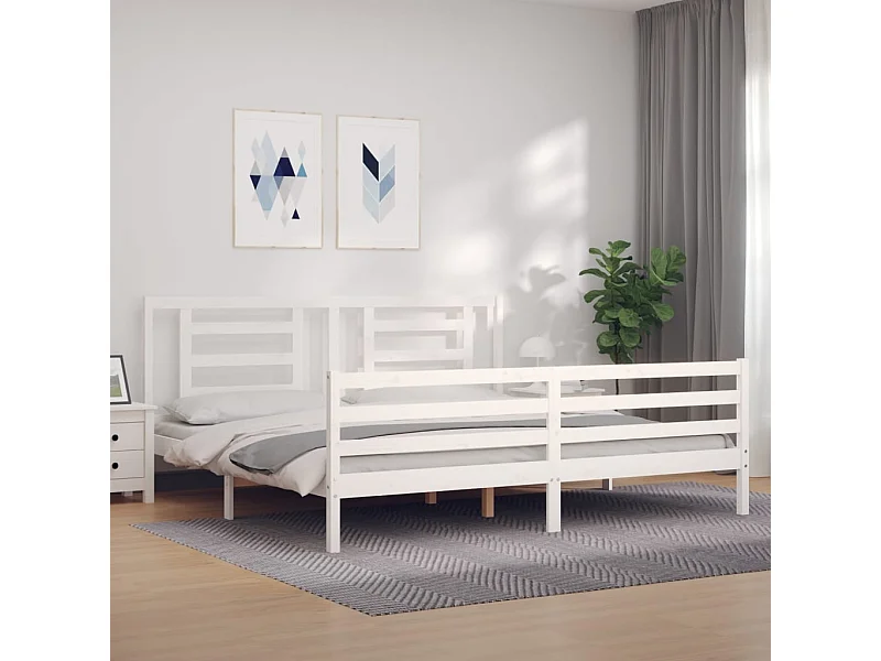 Estructura de cama sin colchón blanca 200x200 cm madera maciza