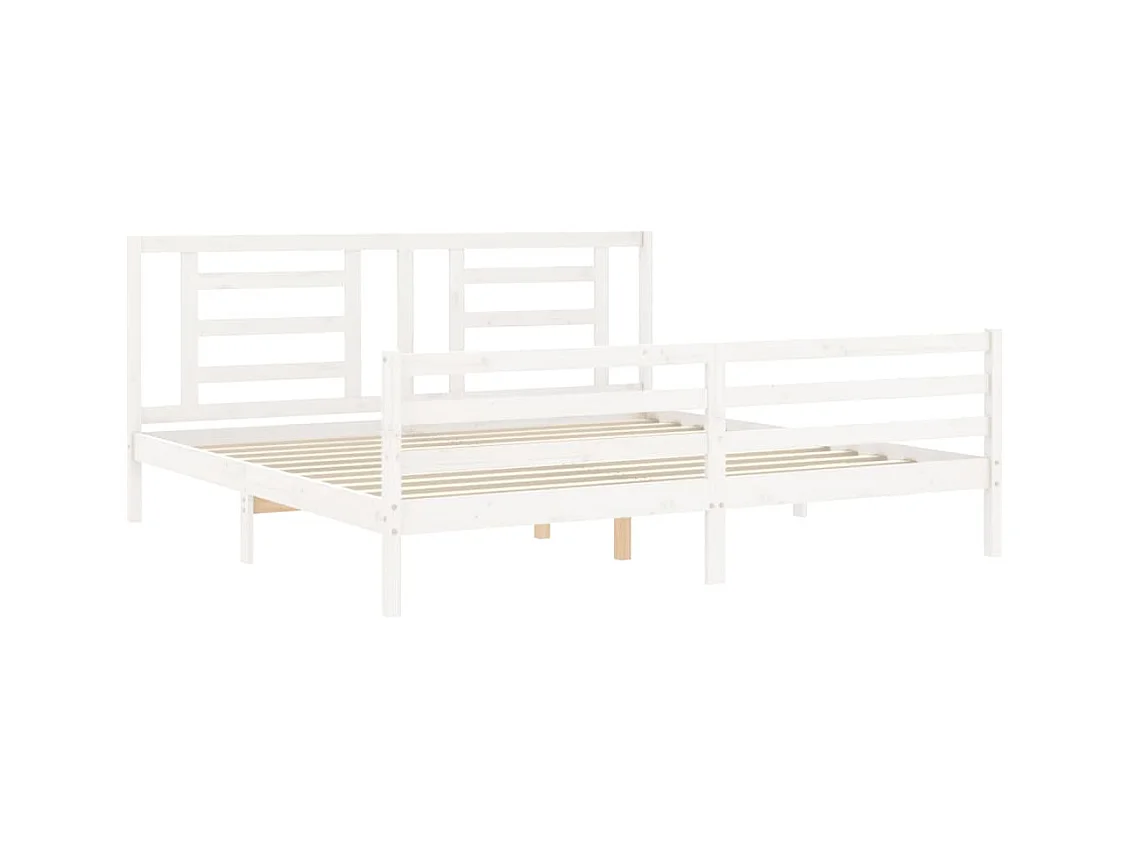 Estructura de cama sin colchón blanca 200x200 cm madera maciza
