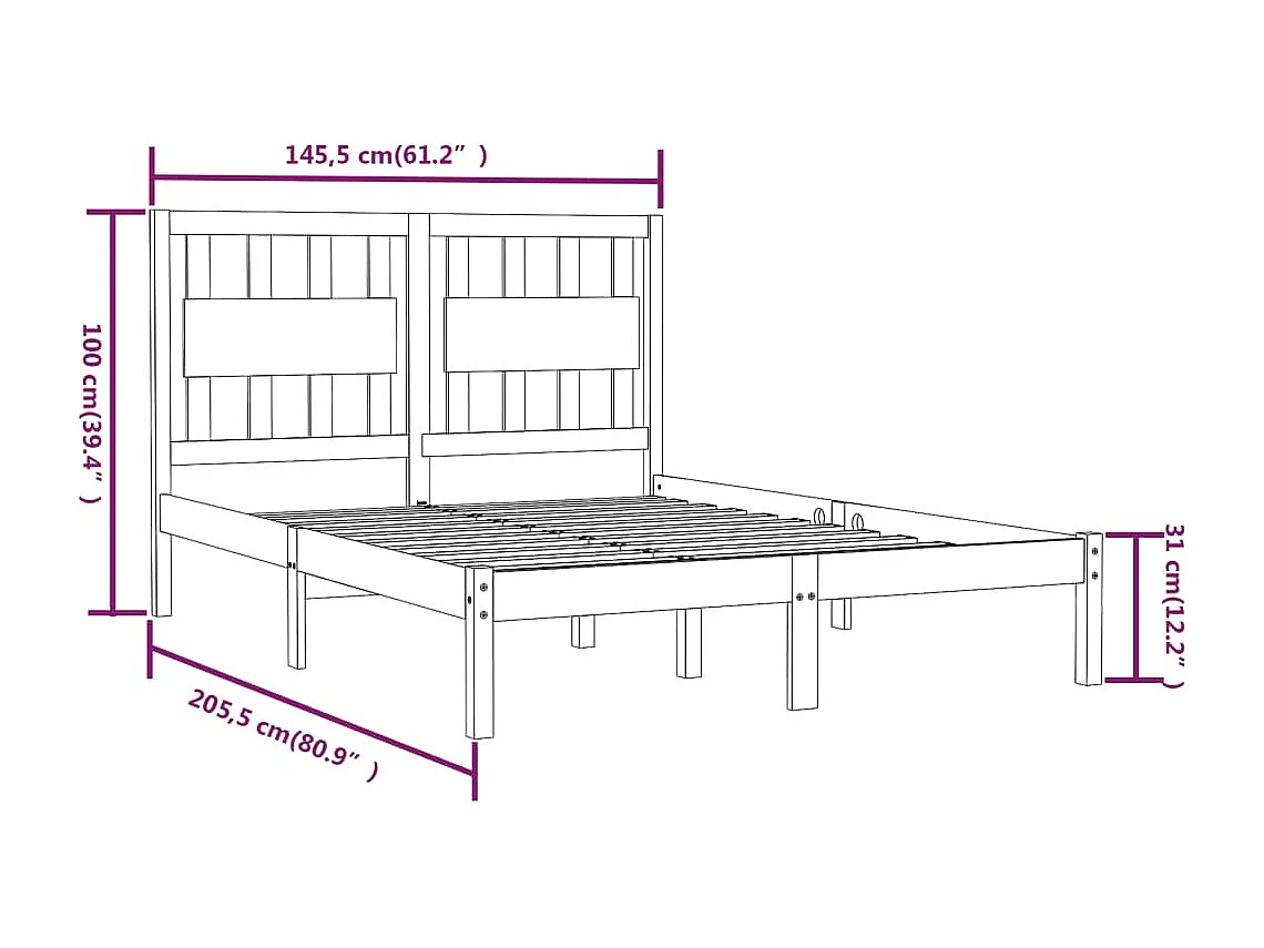 Bettgestell ohne Matratze weiß Massivholz 140x200 cm