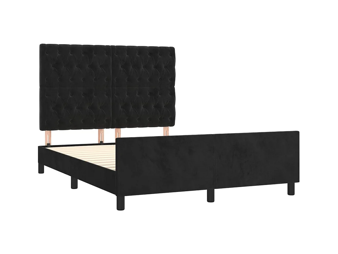 Struttura letto senza materasso nero 140x190 cm velluto