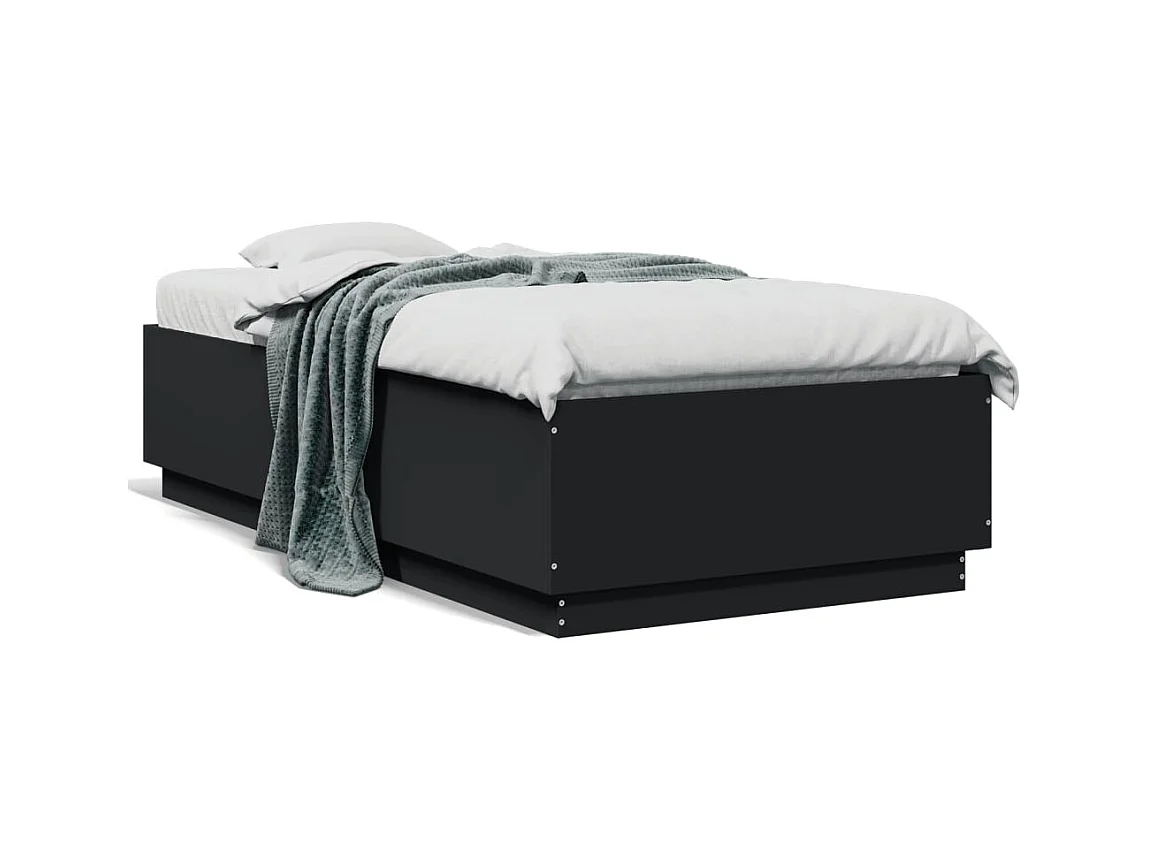 Bedframe met LED zonder matras zwart 75x190 cm