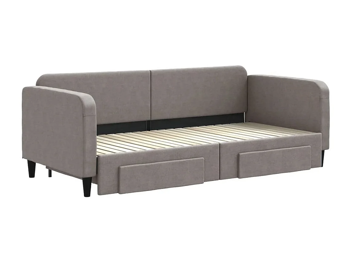 Cama de día con nido y cajones sin colchón color topo 90x200cm