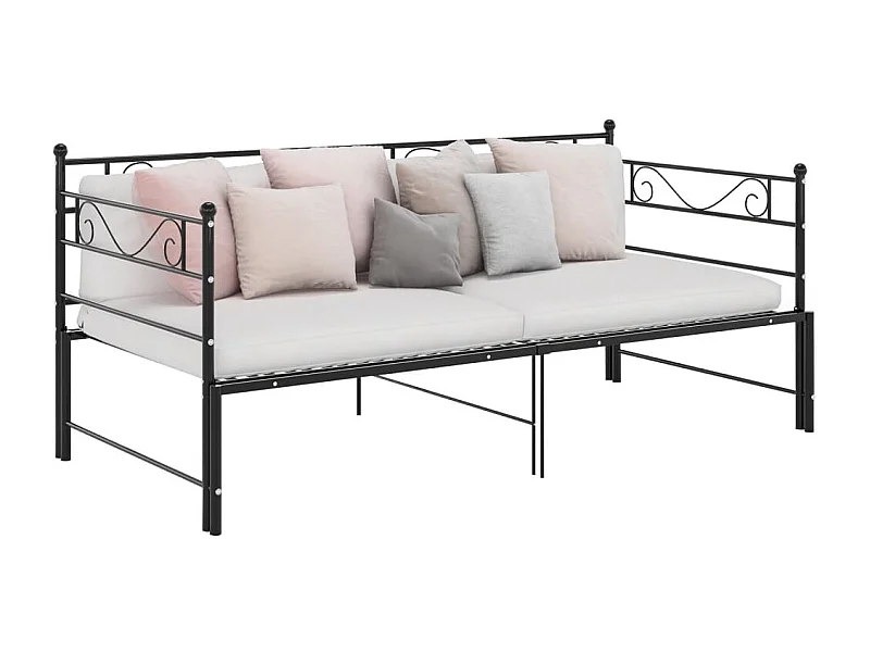Cadre de canapé-lit extensible sans matelas Noir Métal 90x200cm