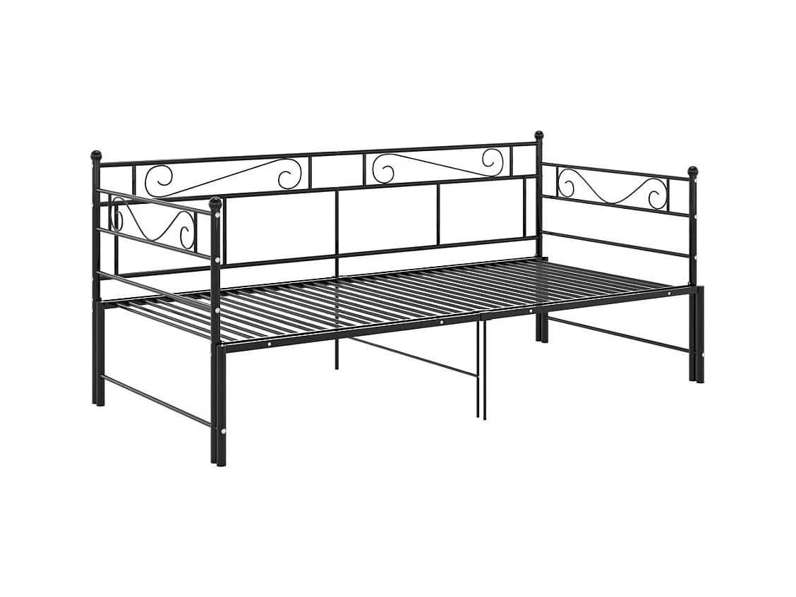 Divano letto estensibile senza materasso in metallo nero 90x200cm
