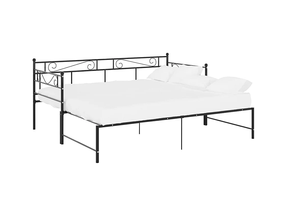 Divano letto estensibile senza materasso in metallo nero 90x200cm