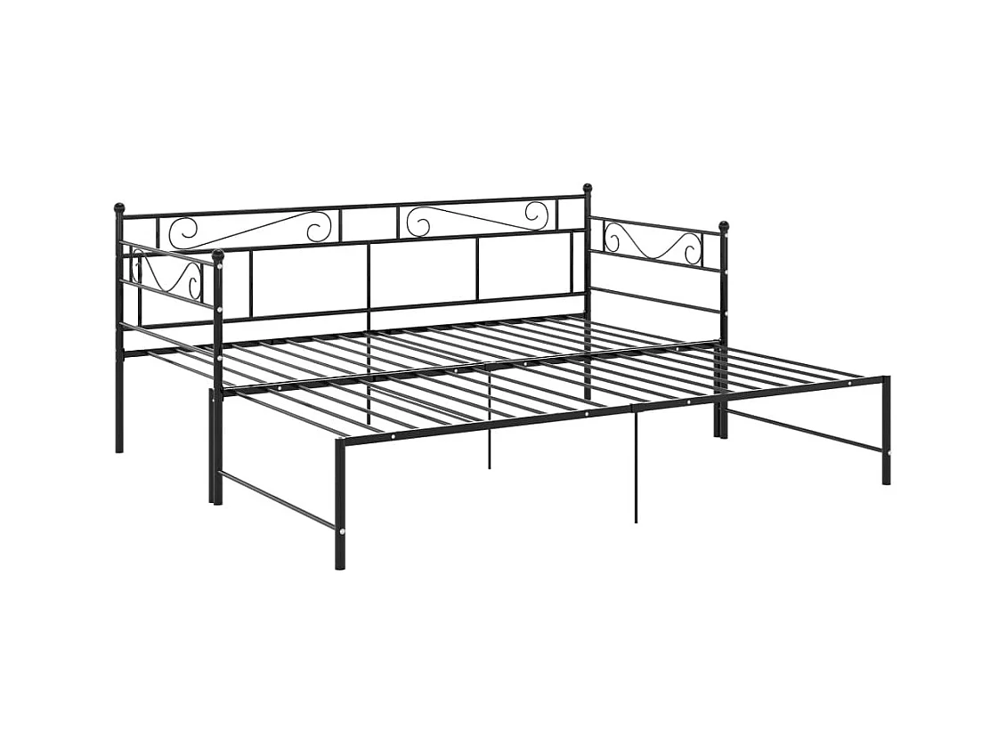 Divano letto estensibile senza materasso in metallo nero 90x200cm