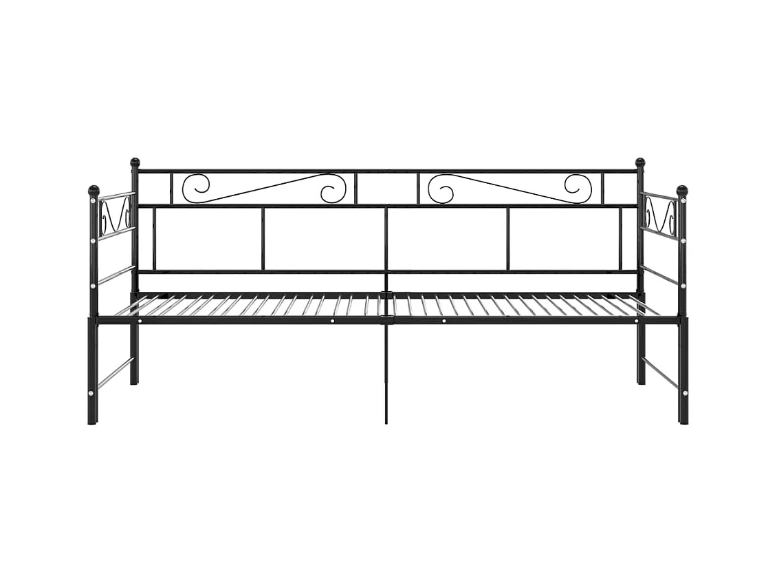 Divano letto estensibile senza materasso in metallo nero 90x200cm